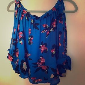 Cobalt blue floral blouse